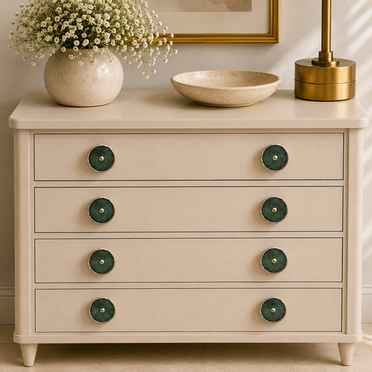 Sage Green Agate Cabinet Pulls - Set of 6