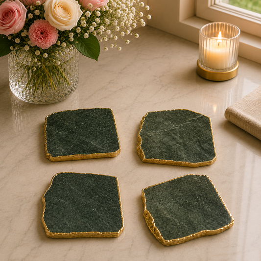 Emerald Green Agate Coasters – Set of 4