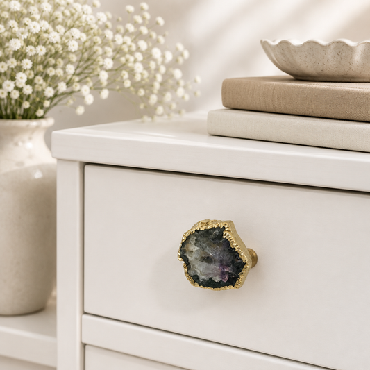 Amethyst Agate Cabinet Pulls — Set of 4