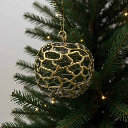 Apple christmas ornament | metallic holiday bauble in gold, silver and antique | set of 2 or 4