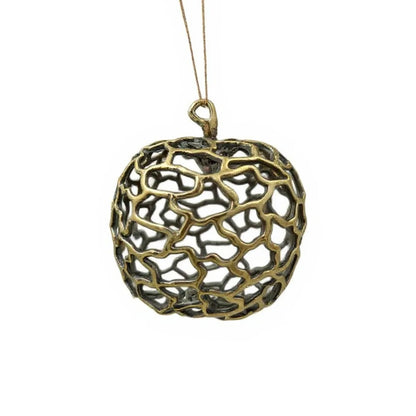 Apple christmas ornament | metallic holiday bauble in gold, silver and antique | set of 2 or 4