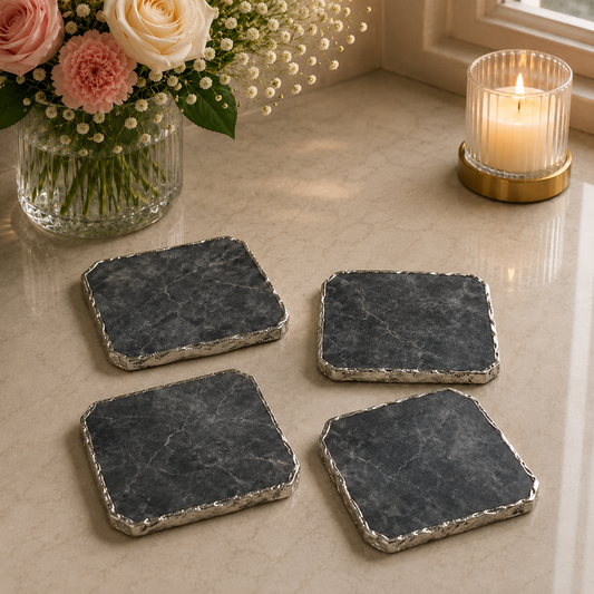Grey Agate Coasters – Set of 4