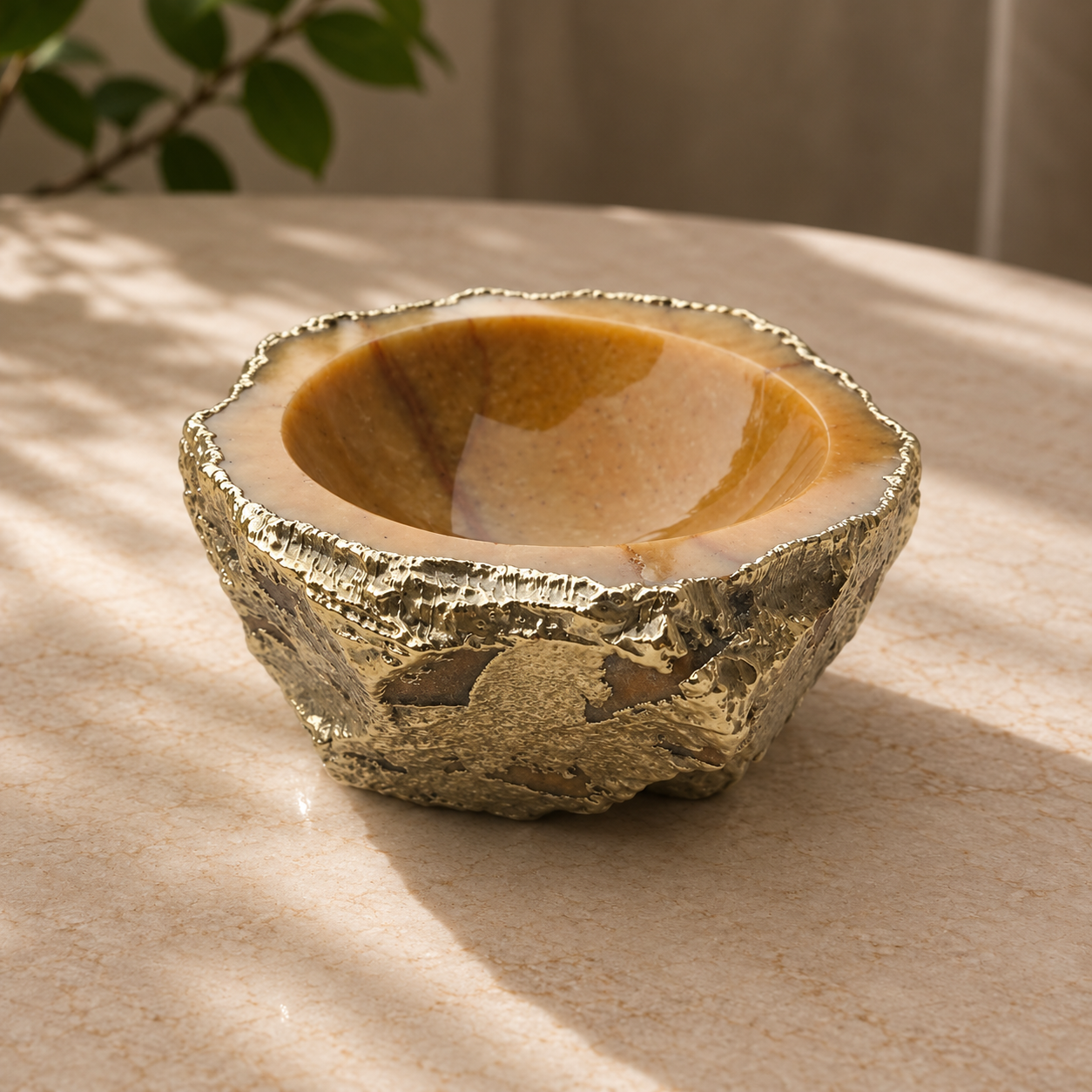 Mustard Yellow Agate Geode Bowl