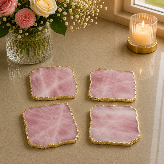 Rose Quartz Coasters – Set of 4