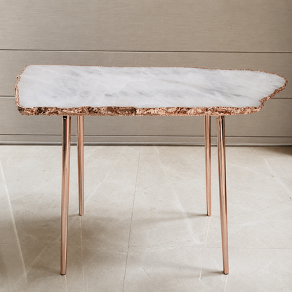 Large Rose Quartz Agate Organic Edge Side Table