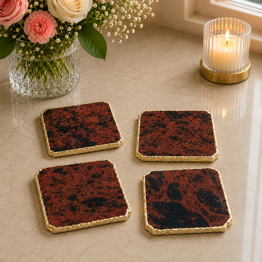 Mahogany Glass Coasters – Set of 4