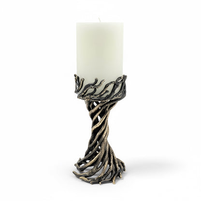 Bark sculptural pillar candle holder | modern artistic candle holder for home decor
