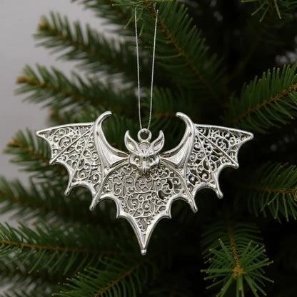 Bat Christmas ornament | gothic metallic tree decor in gold, silver and antique | set of 2 or 4