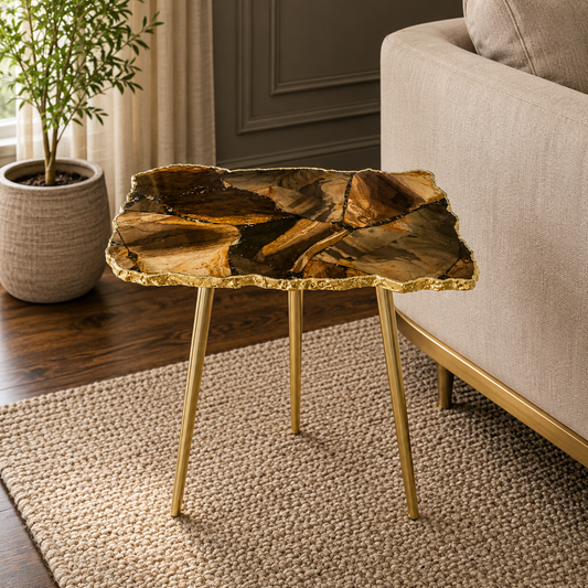 Brown Agate Organic Edge Side Table