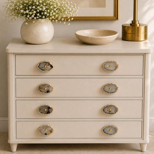 Natural Grey Agate Cabinet Pulls - Set of 6