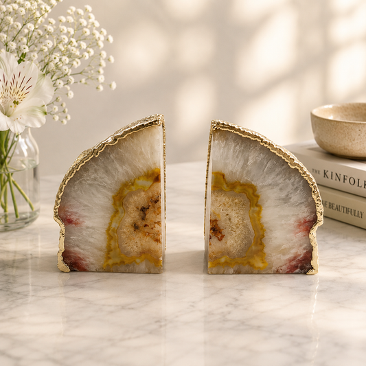 Natural Clear Plated Agate Bookends