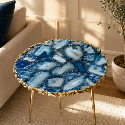 Blue Agate Round Side Table
