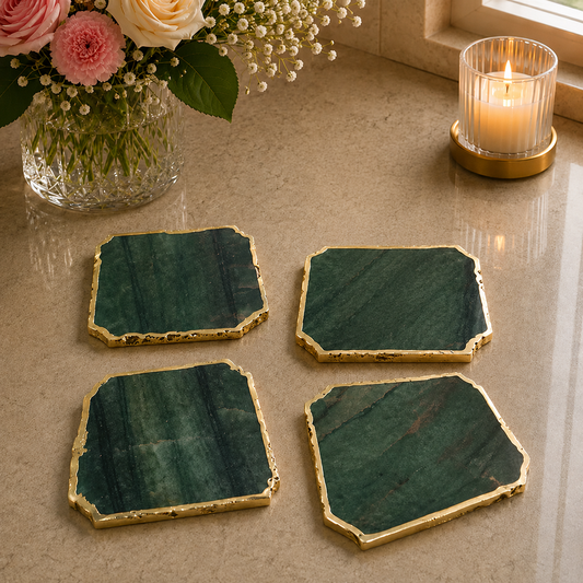 Sage Green Agate Coasters – Set of 4