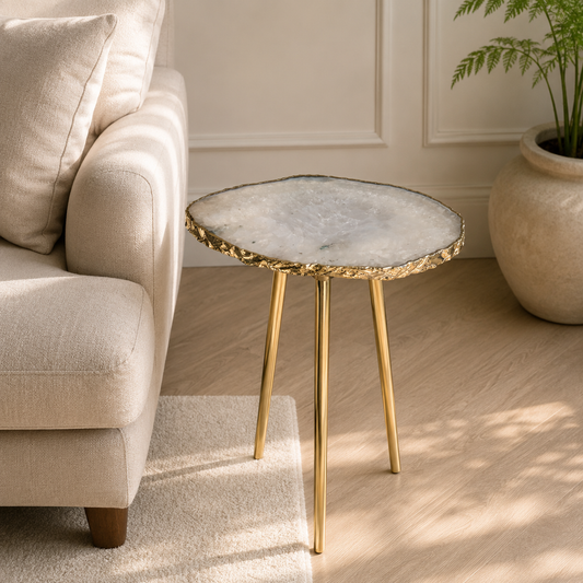 Small Grey Agate Organic Edge Side Table