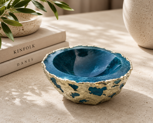 Green Blue Agate Geode Bowl