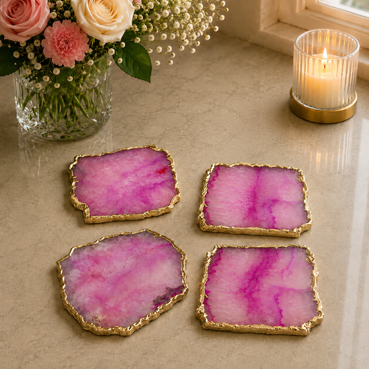 Pink Agate Coasters – Set of 4