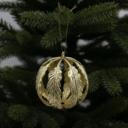 Leaf ball Christmas ornament | metallic tree ball ornament in gold, silver and antique | set of 2 or 4
