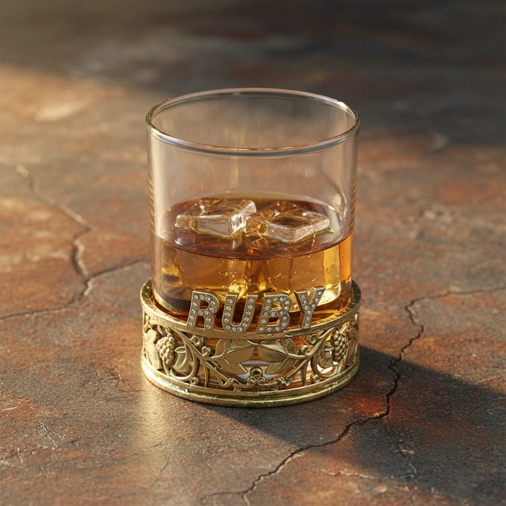 Custom Whiskey Glasses | Personalized Whisky Glass Set with Crystal Initial Design