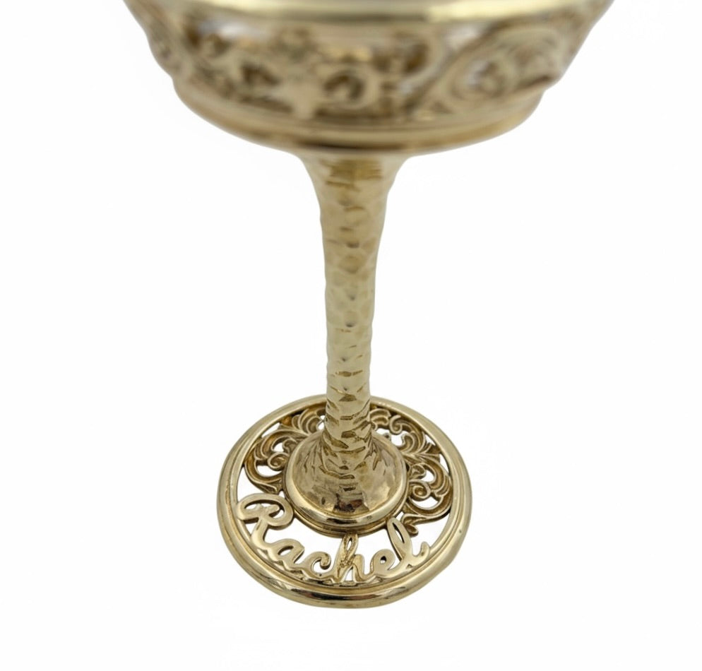 Personalised wine glasses set | electro-formed metal base in gold, silver or antique | set of 2 or 4