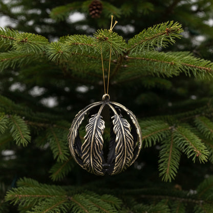 Leaf ball Christmas ornament | metallic tree ball ornament in gold, silver and antique | set of 2 or 4