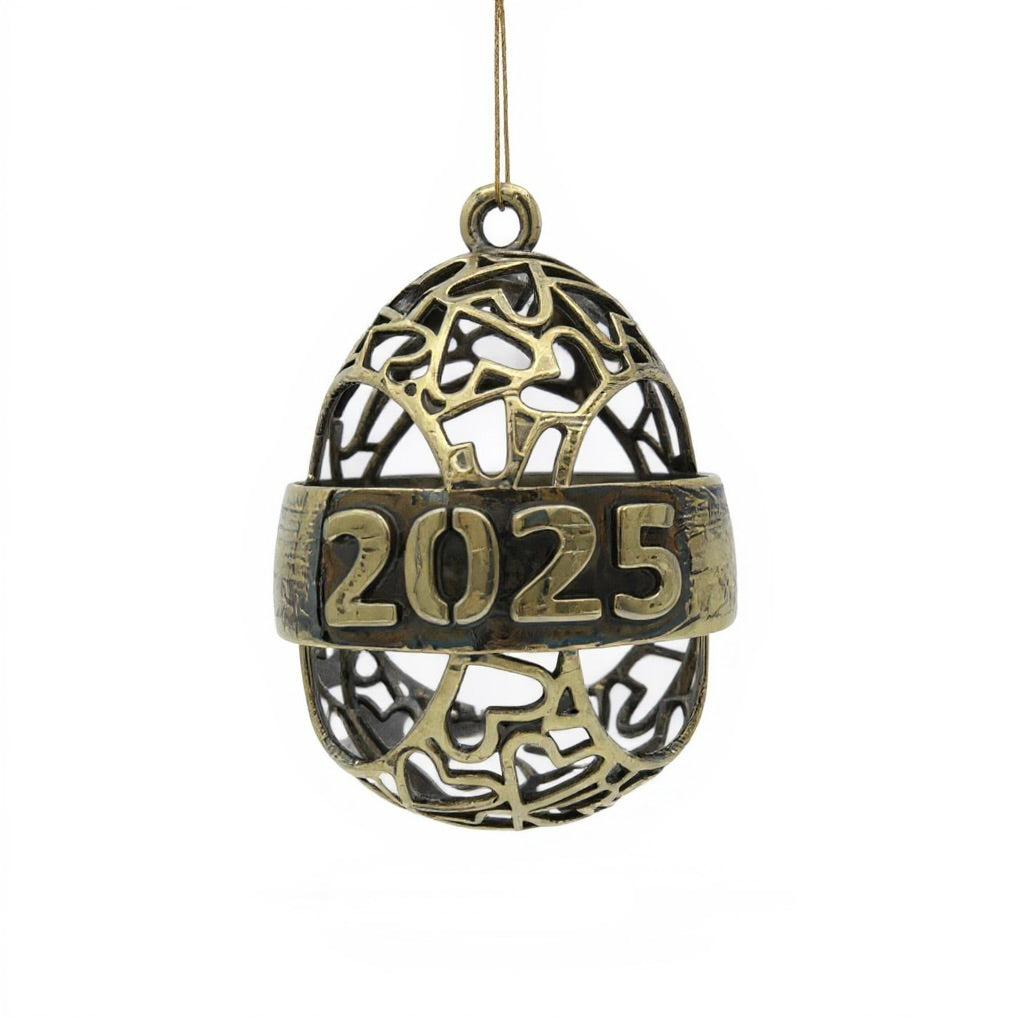 Personalised antique christmas bauble | open heart egg name ornament | set of 2 or 4
