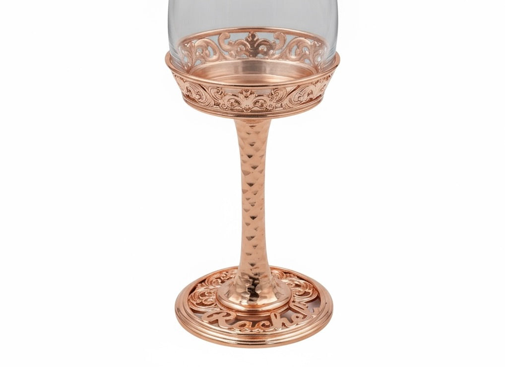 Personalised wine glasses set | electro-formed metal base in gold, silver or antique | set of 2 or 4