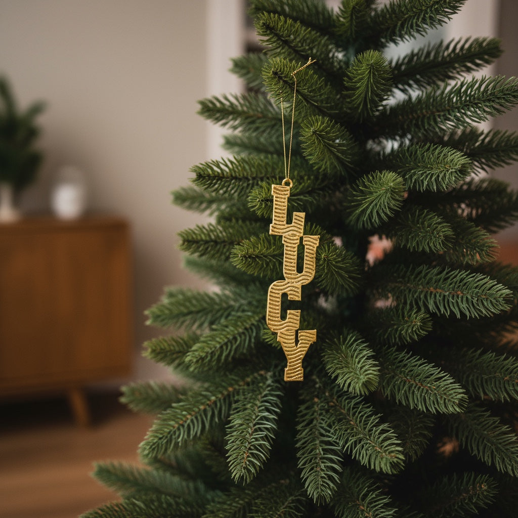 Custom antique brass christmas ornament |Personalised name tag decor | Set of 2 or 4