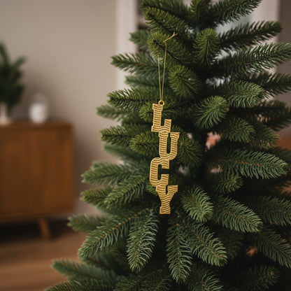 Custom antique brass christmas ornament |Personalised name tag decor | Set of 2 or 4