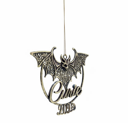 Personalised bat christmas ornament | filigree metallic tree decoration in gold, silver or antique | set of 2 or 4