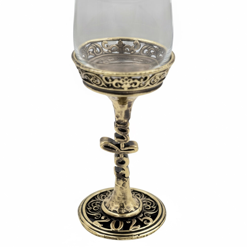 Personalised wine glasses set | electroformed stem and base wedding glasses | set of 2 or 4