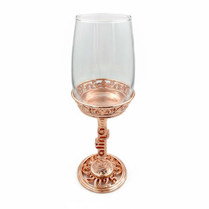 Personalised wine glasses set | engraved electro-formed stem and base wedding gift | set of 2 or 4