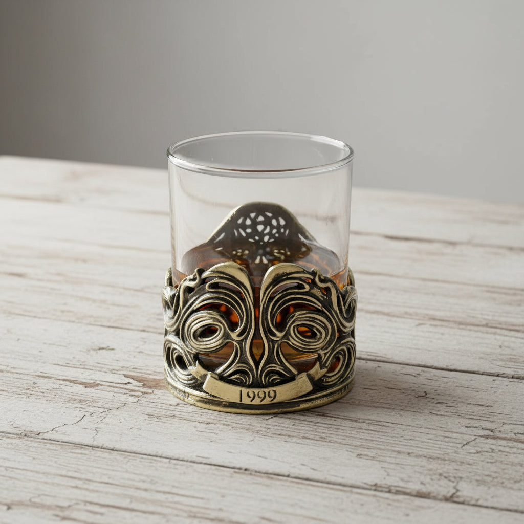 Personalized Skull Whisky Glass | Custom Engraved Whiskey Glass with Skull Holder | Gothic Gift