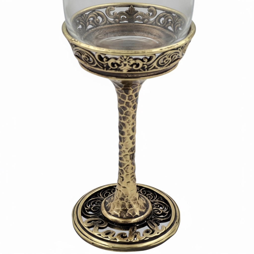Personalised wine glasses set | electro-formed metal base in gold, silver or antique | set of 2 or 4