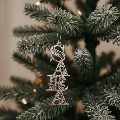 Custom antique brass christmas ornament |Personalised name tag decor | Set of 2 or 4