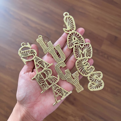 Custom antique brass christmas ornament |Personalised name tag decor | Set of 2 or 4
