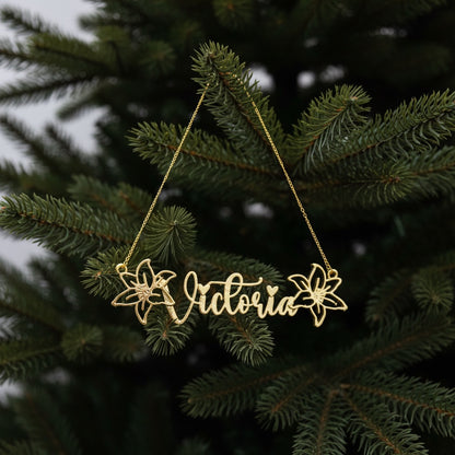 Custom name christmas ornament | gold butterfly stocking tag personalised decor | set of 2 or 4