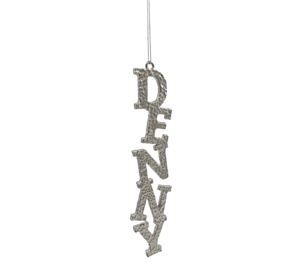 Custom name christmas ornament | Personalised metal name decor in gold, silver or antique | set of 2 or 4