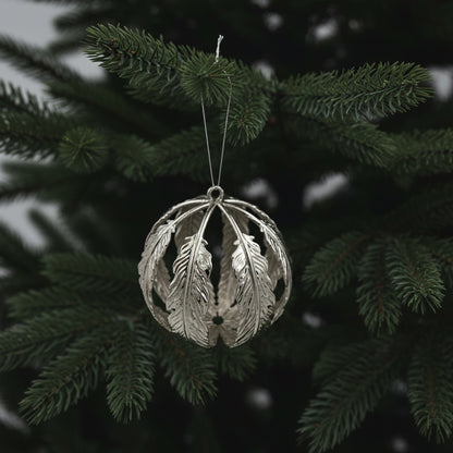 Leaf ball Christmas ornament | metallic tree ball ornament in gold, silver and antique | set of 2 or 4
