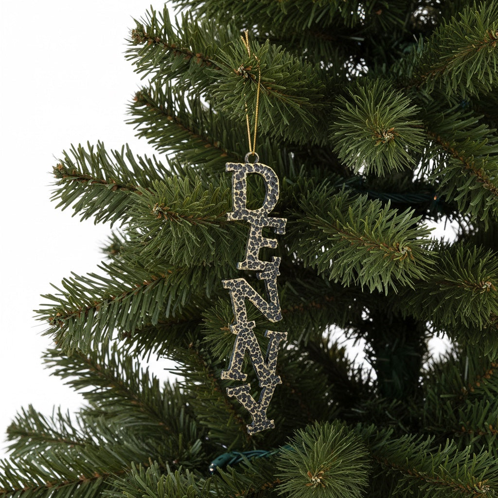 Custom name christmas ornament | Personalised metal name decor in gold, silver or antique | set of 2 or 4