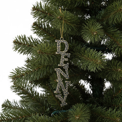 Custom name christmas ornament | Personalised metal name decor in gold, silver or antique | set of 2 or 4