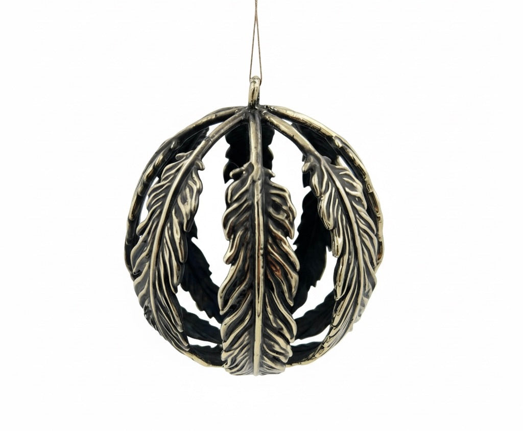 Leaf ball Christmas ornament | metallic tree ball ornament in gold, silver and antique | set of 2 or 4