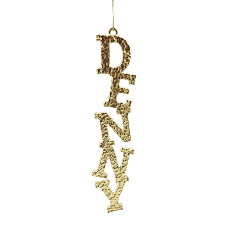 Custom name christmas ornament | Personalised metal name decor in gold, silver or antique | set of 2 or 4