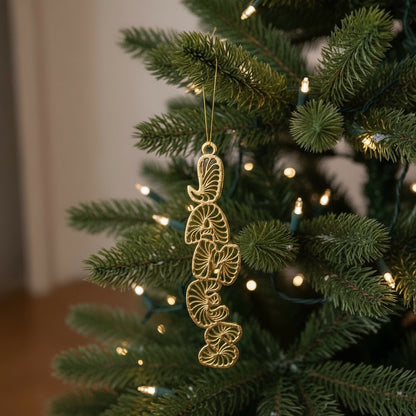 Custom antique brass christmas ornament |Personalised name tag decor | Set of 2 or 4