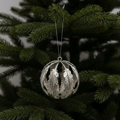 Leaf ball Christmas ornament | metallic tree ball ornament in gold, silver and antique | set of 2 or 4