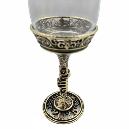 Personalised wine glasses set | engraved electro-formed stem and base wedding gift | set of 2 or 4