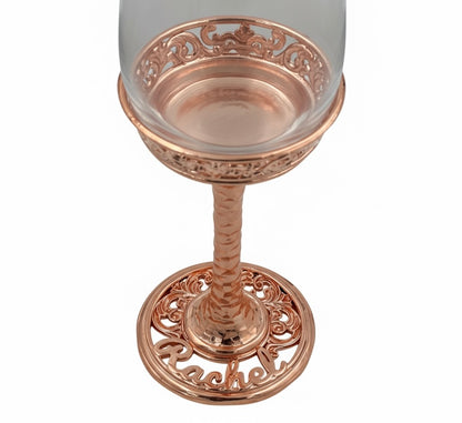 Personalised wine glasses set | electro-formed metal base in gold, silver or antique | set of 2 or 4