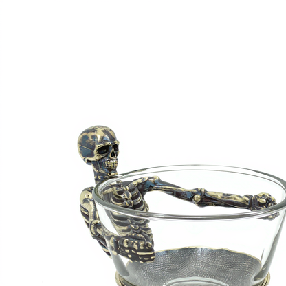 Skeleton Bowl with Glass Insert – Gothic Decorative Serveware | Gold, Silver or Antique Finish