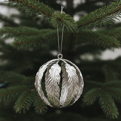 Leaf ball Christmas ornament | metallic tree ball ornament in gold, silver and antique | set of 2 or 4