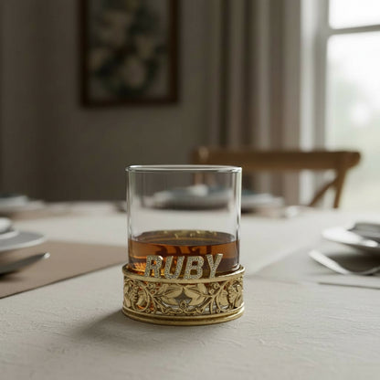 Personalized Whisky Glass | Custom Name Whiskey Glass with Crystal Letter Holder | Luxury Gift