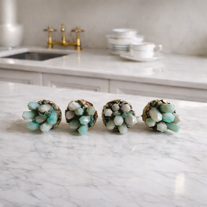 Set of 4 Chunky Green Agate Napkin Rings